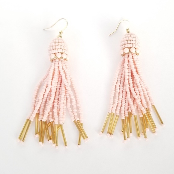 posh chronicles Jewelry - *3 FOR 25* PINK BEAD & GOLD ACCENT TASSEL EARRINGS